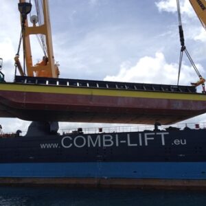 Flat-bottomed ore barge