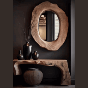 Wood Console and miror